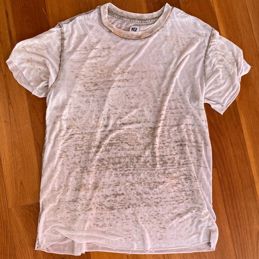 NSF Sheer/Distressed T Shirt Size L